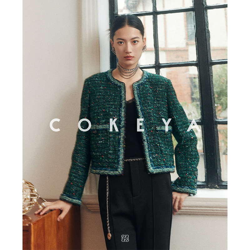 COKEYA/莫奈の春天~意大利D级工坊LC艺术髙定小香风粗花呢外套