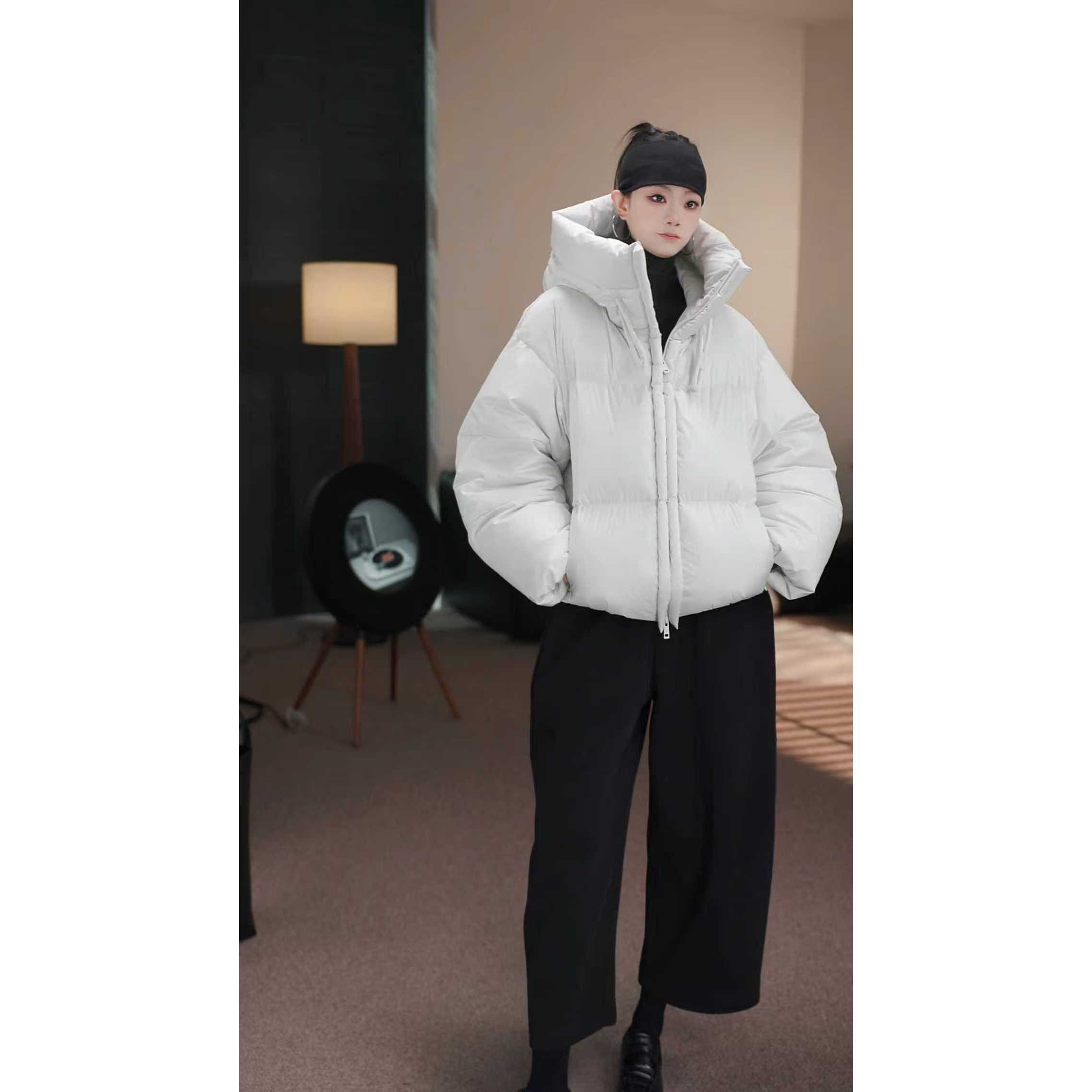 卢尚连帽抽绳双门襟羽绒服900041