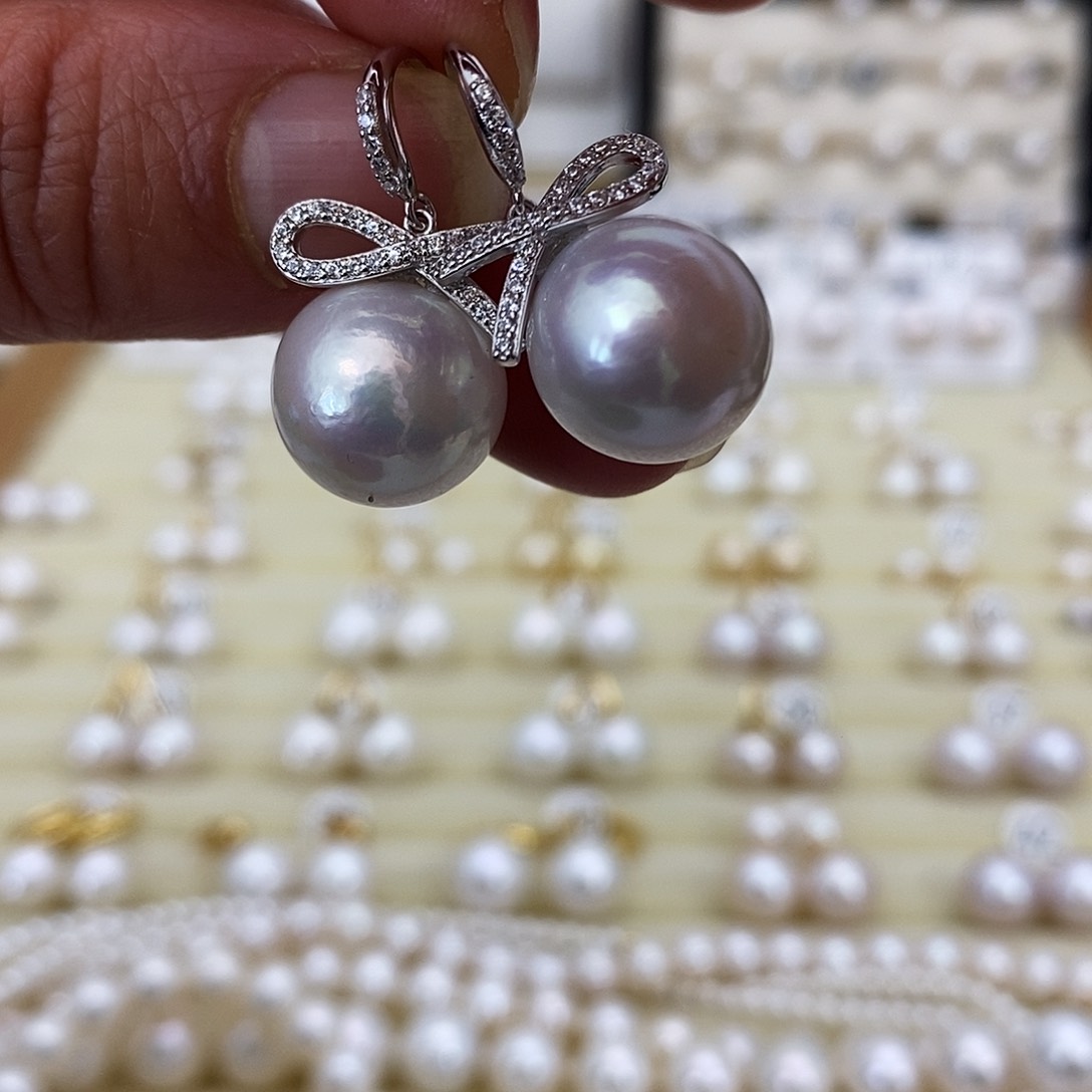 淡水珍珠耳饰银S925镶嵌