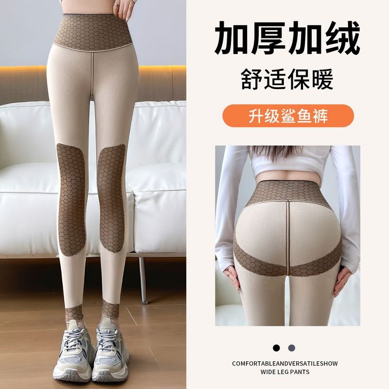黑金鲨鱼裤女外穿2025新款秋冬收腹提高腰秋冬高腰格纹毛呢阔腿裤