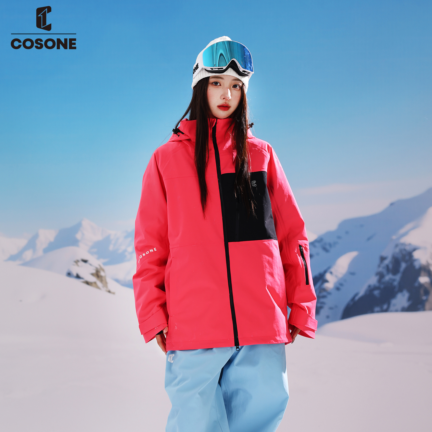 COSONE【直播】新款滑雪服上衣拼色3L加棉保暖防风防水耐磨男女生