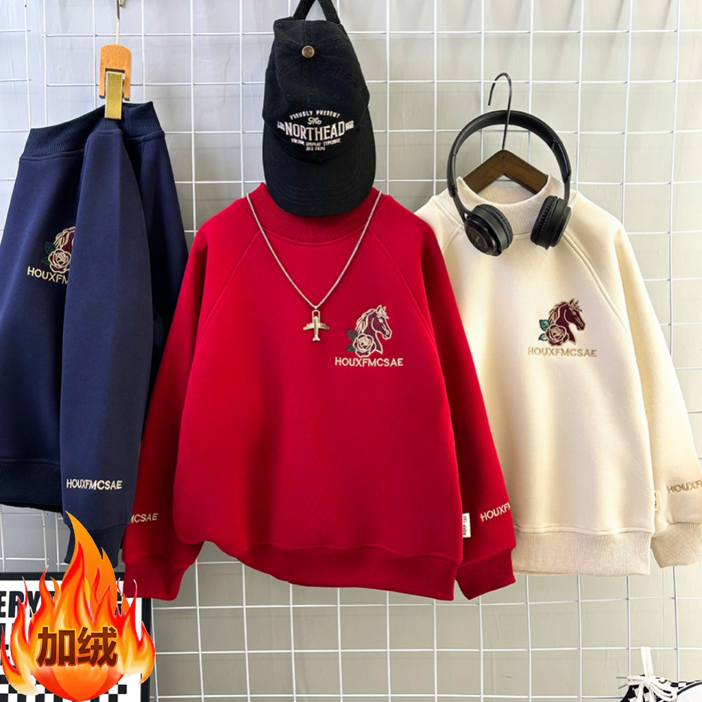 【新品秋冬款卫衣】圆领刺绣卫衣潮流中大童百搭韩版套头秋款
