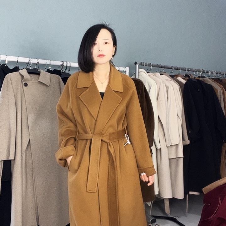 双面呢大衣S码驼色
