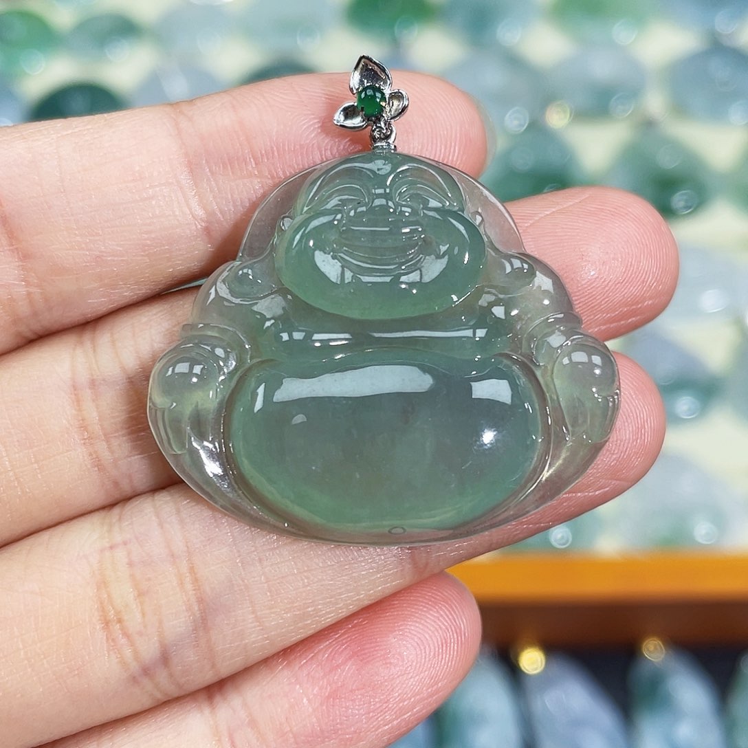 翡翠颈饰18K金镶嵌吊坠