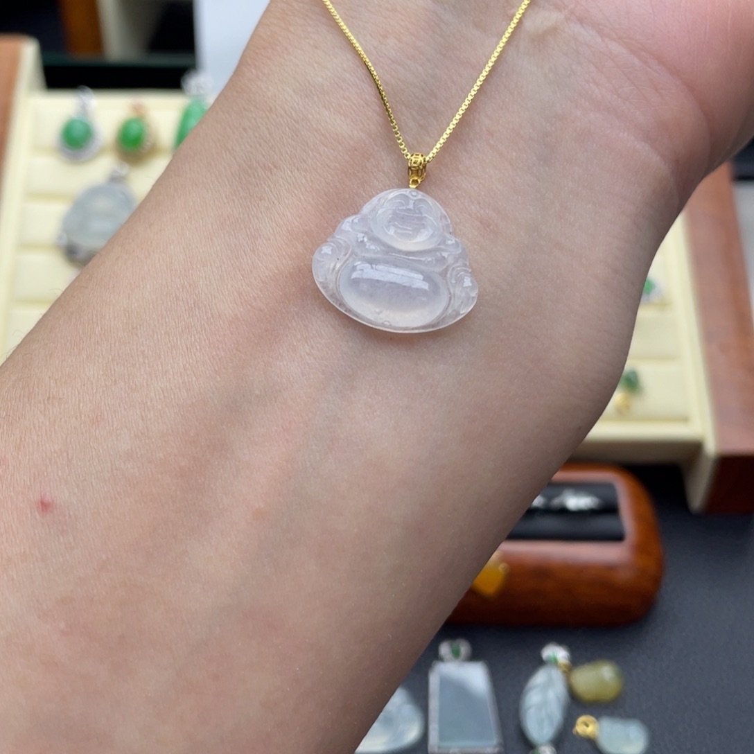 翡翠吊坠(不含链)18K金镶嵌