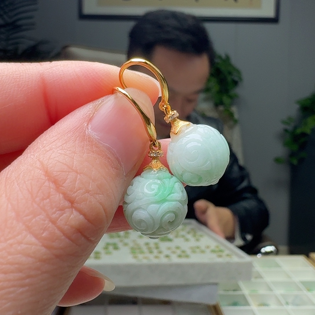 翡翠银S925镶嵌耳饰多样性发货其一