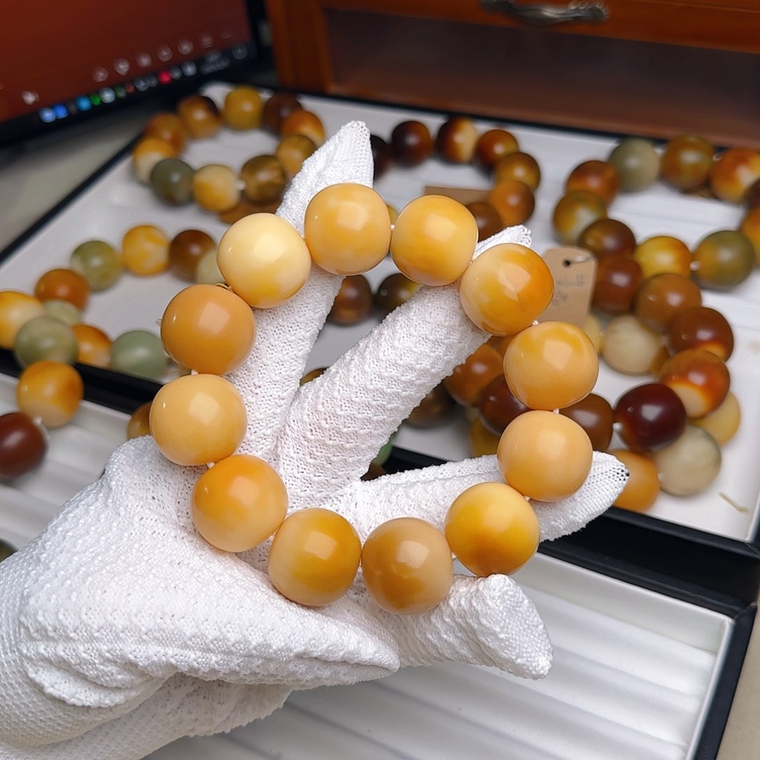 菩提根/象牙果手串卡22干磨苹果微微瑕