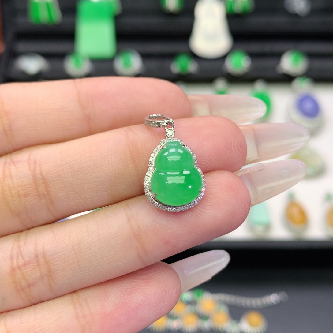 翡翠18K金镶嵌吊坠(不含链)