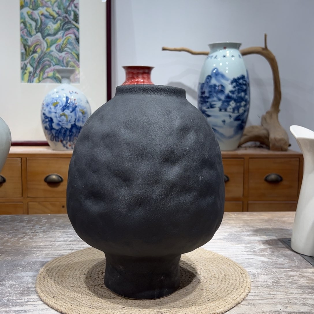 摆件陶瓷花瓶高28口8