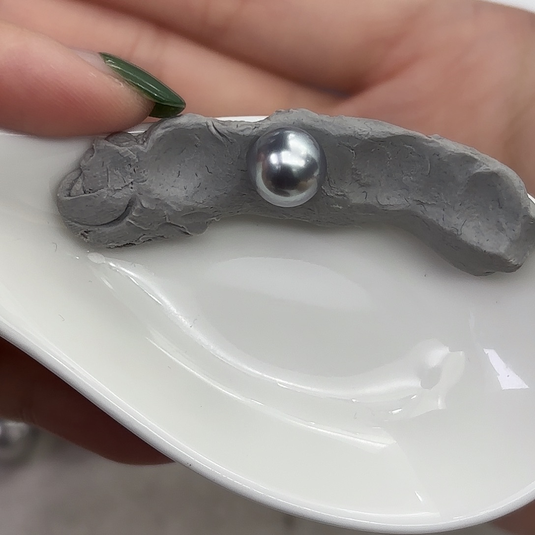 定制海水珍珠裸珠未镶嵌8-9mm铂金灰裸珠一颗