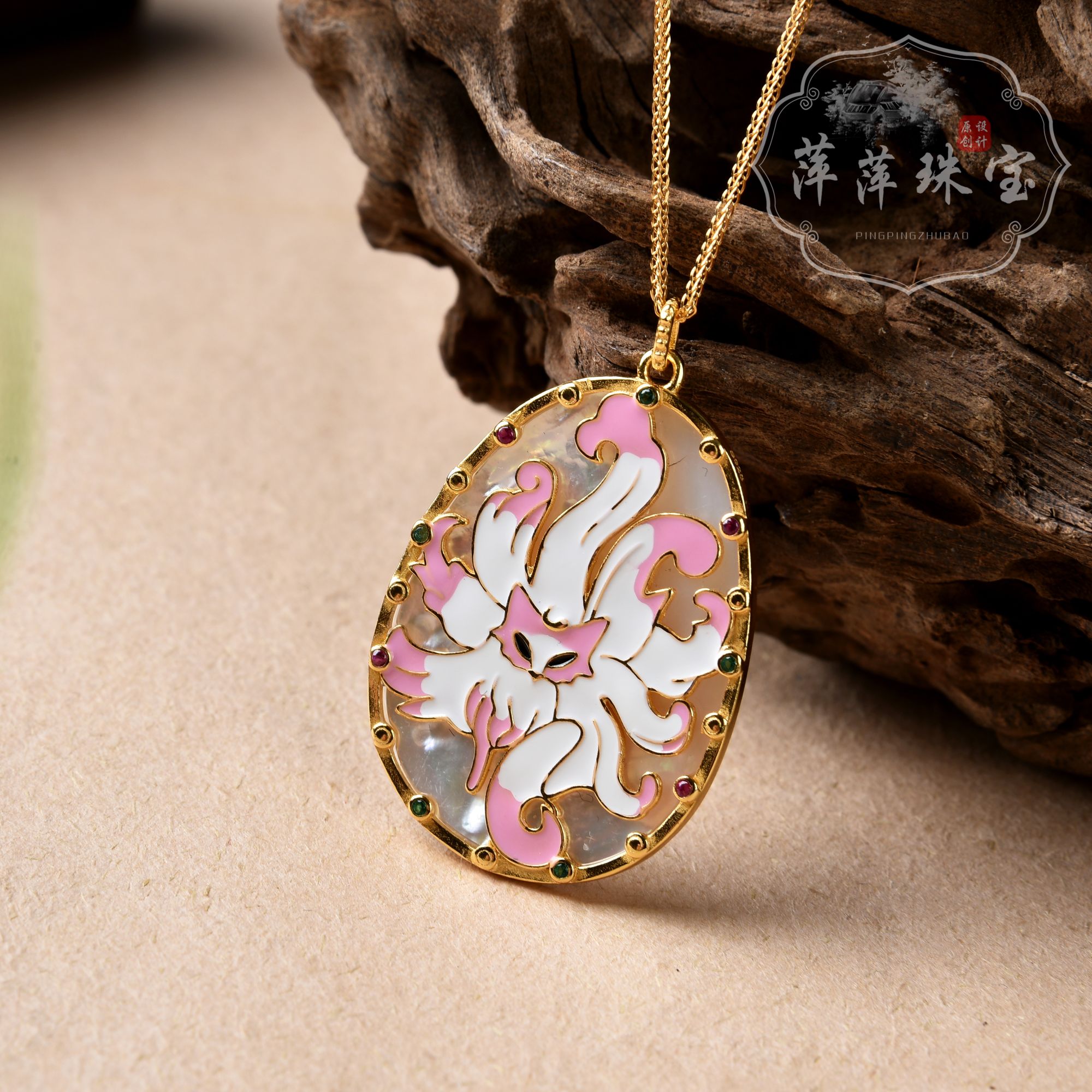 链子925银贝壳 【人缘魅力】925银九尾狐百搭手工时尚吊坠项链坠链