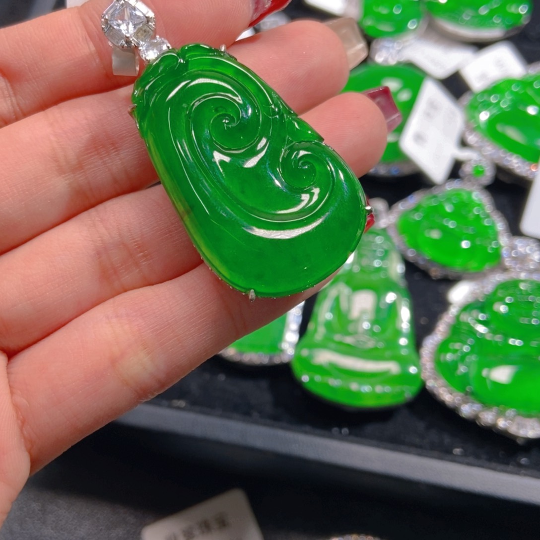 翡翠吊坠(不含链)银S925镶嵌