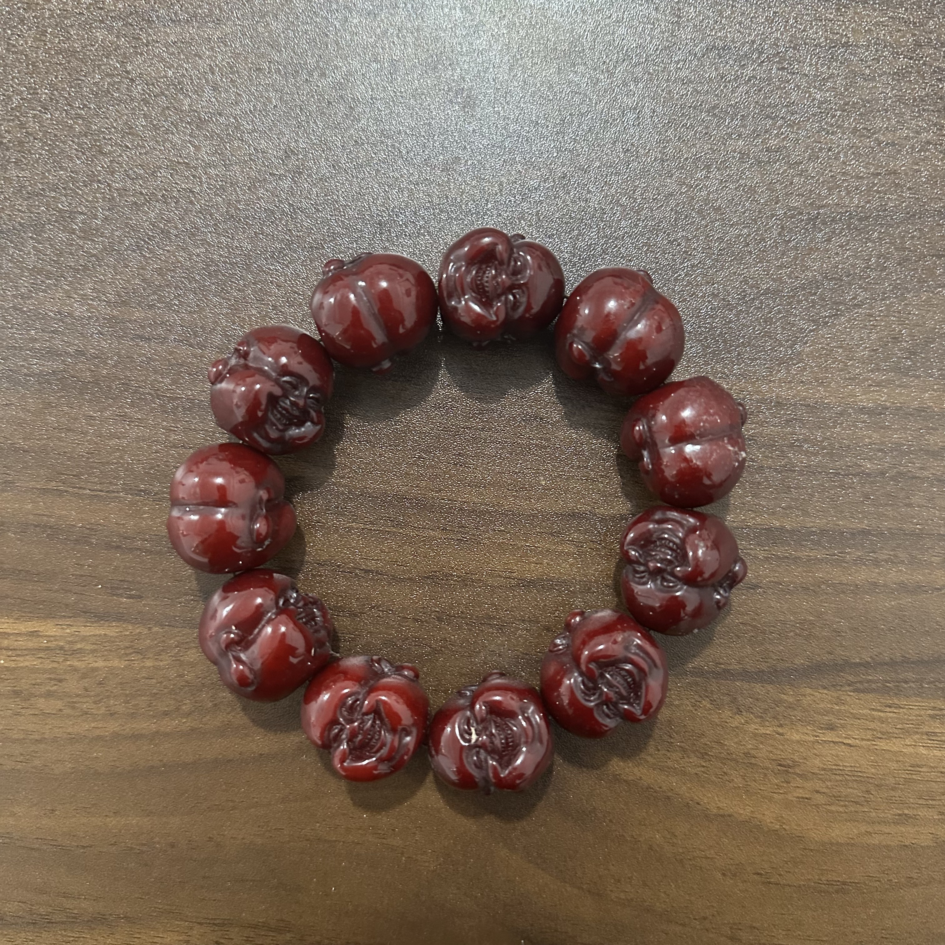 非金属树脂手镯 1005 红笑脸佛蜡串