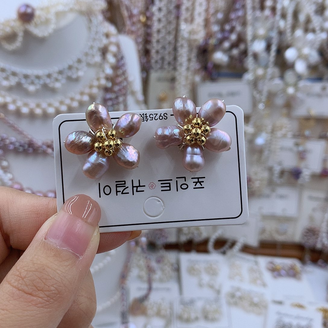 项链银S925镀金镶嵌淡水珍珠