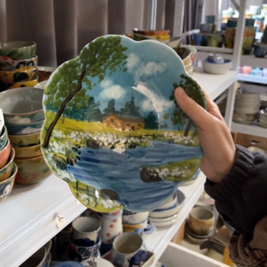 瓦当景德镇釉下手绘陶瓷 