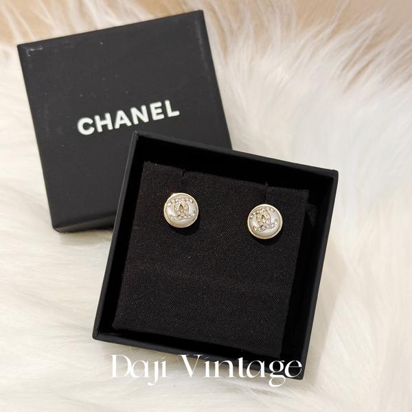 大吉中古/chanel香奈儿树脂水钻耳钉