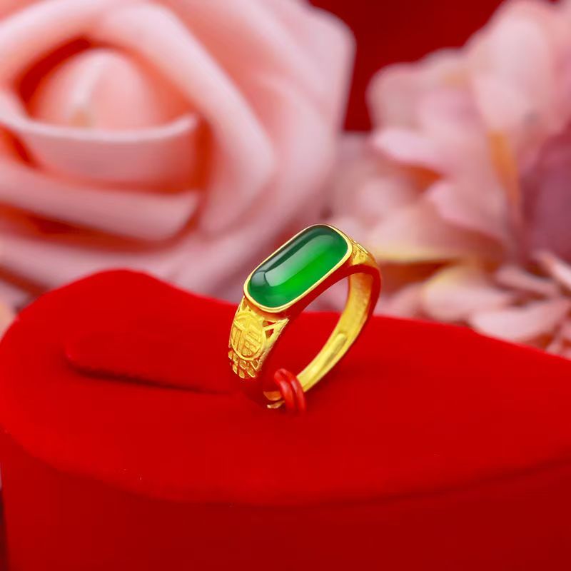 菠菜绿福禄戒指素款可调节时尚精美百搭节日礼物