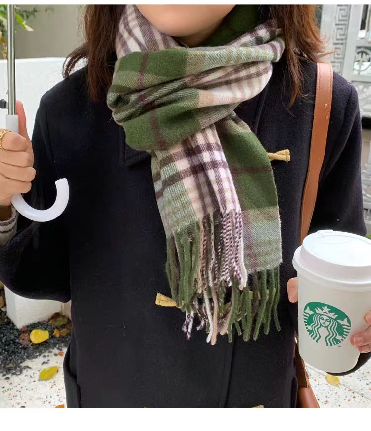 英国Edinburgh圣诞森林羊毛红绿格爱丁堡格子围巾秋冬保暖
