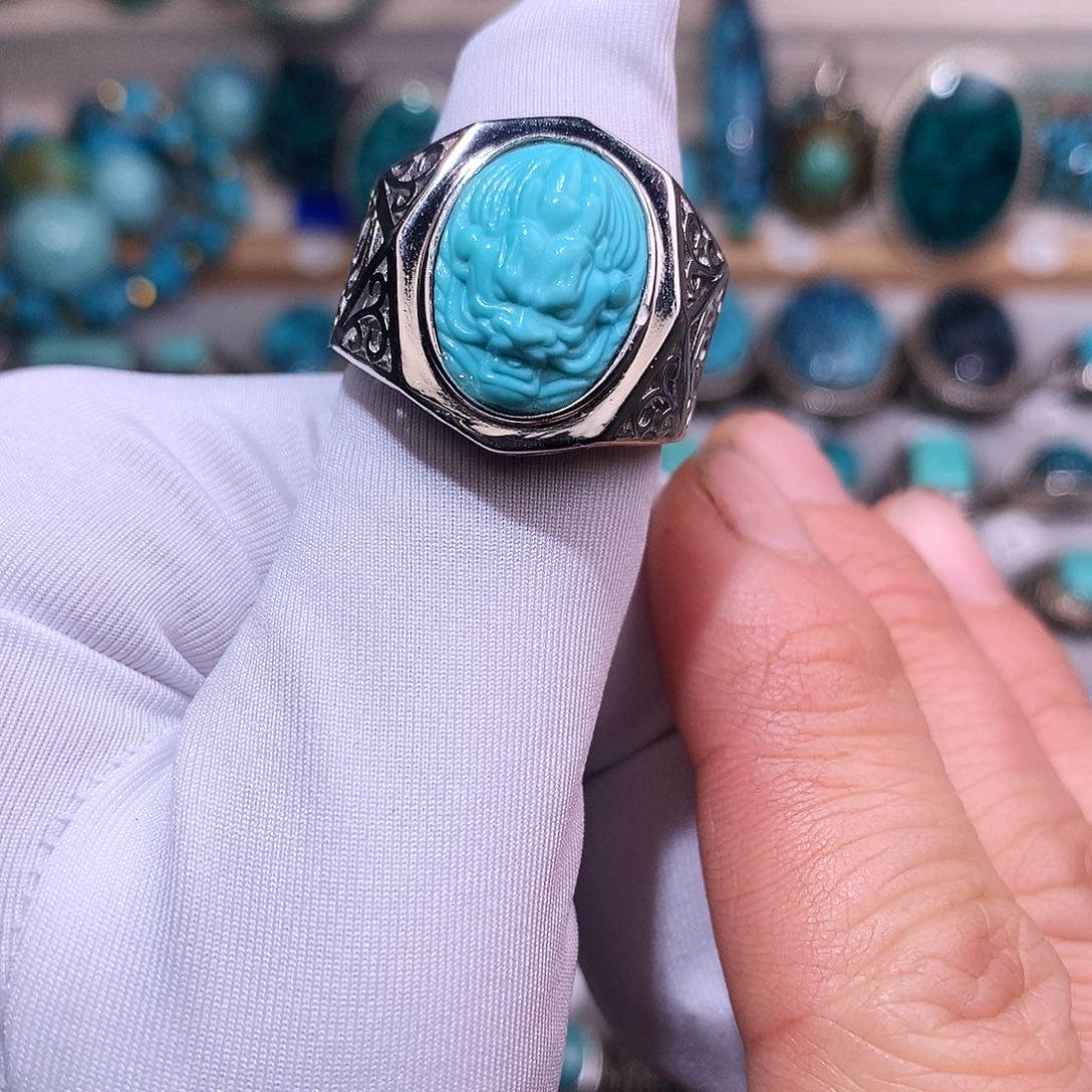 绿松石挂件银S925镶嵌