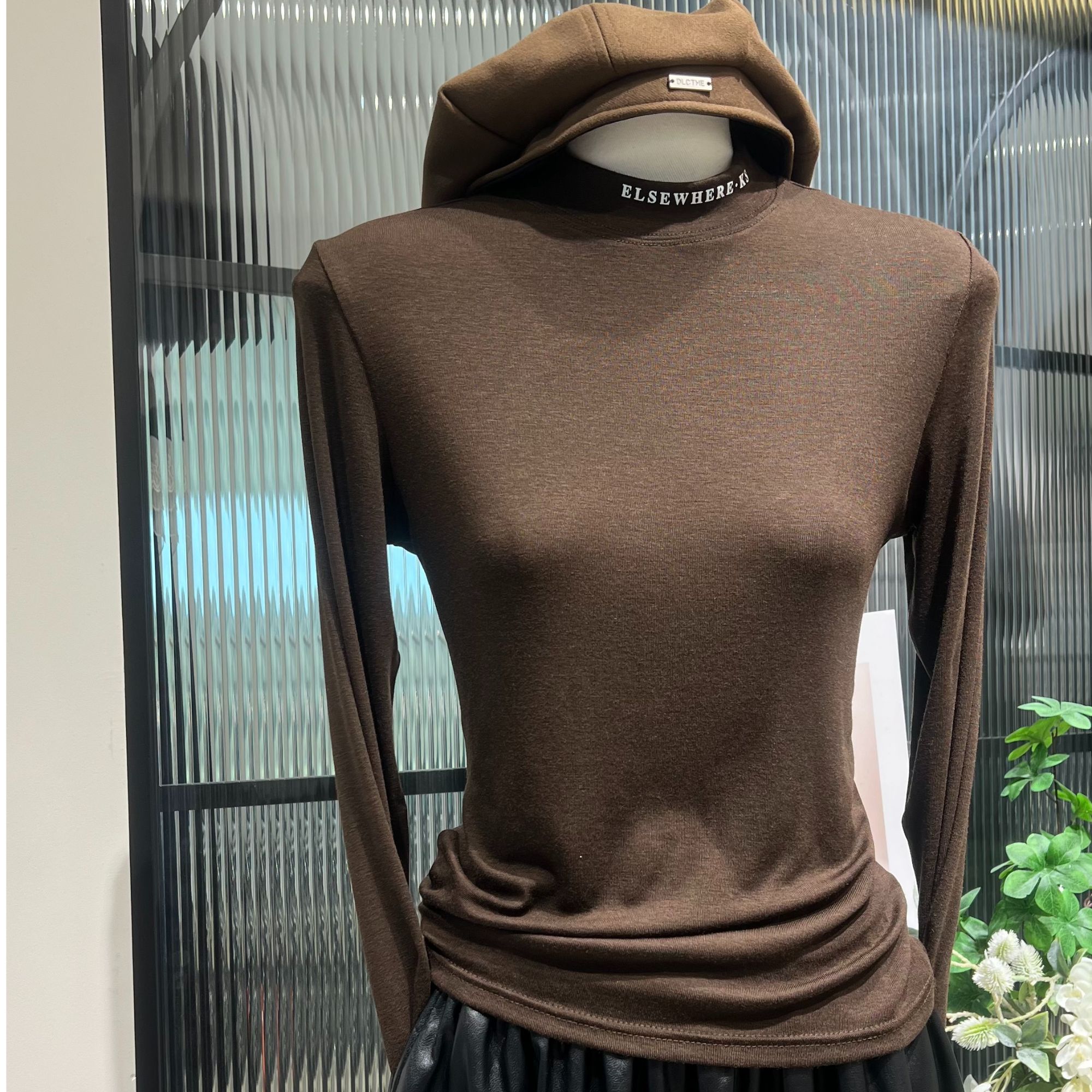 886#宽松型常规型圆领修身型长袖T恤纯色百搭休闲风半高领保暖