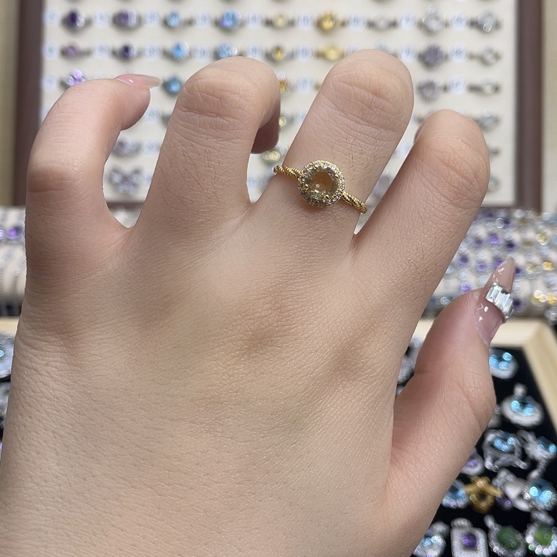 戒指银S925镶嵌黄晶