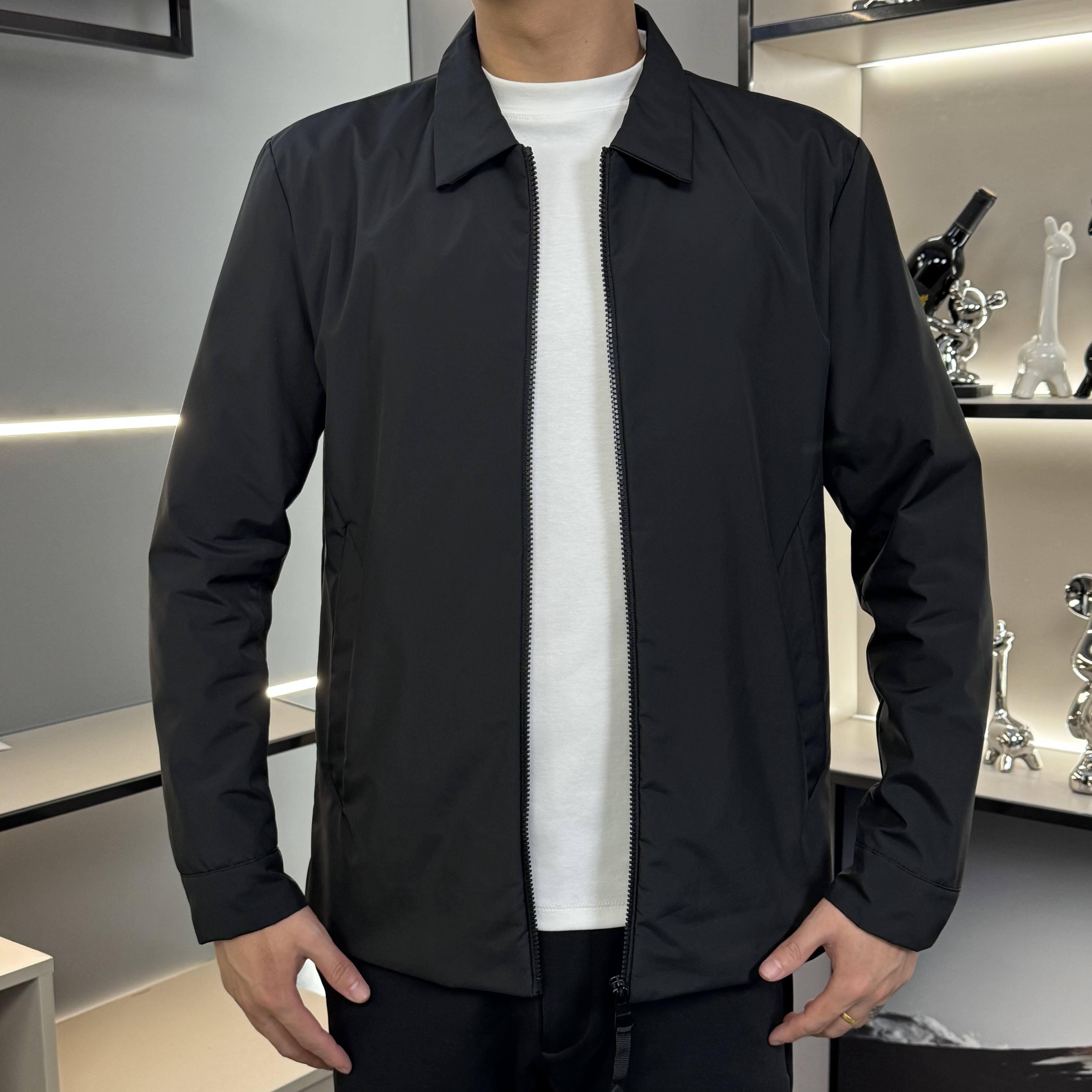 秋冬棉外套加棉加厚外套男百搭纯色休闲加棉行政夹克棉衣24025