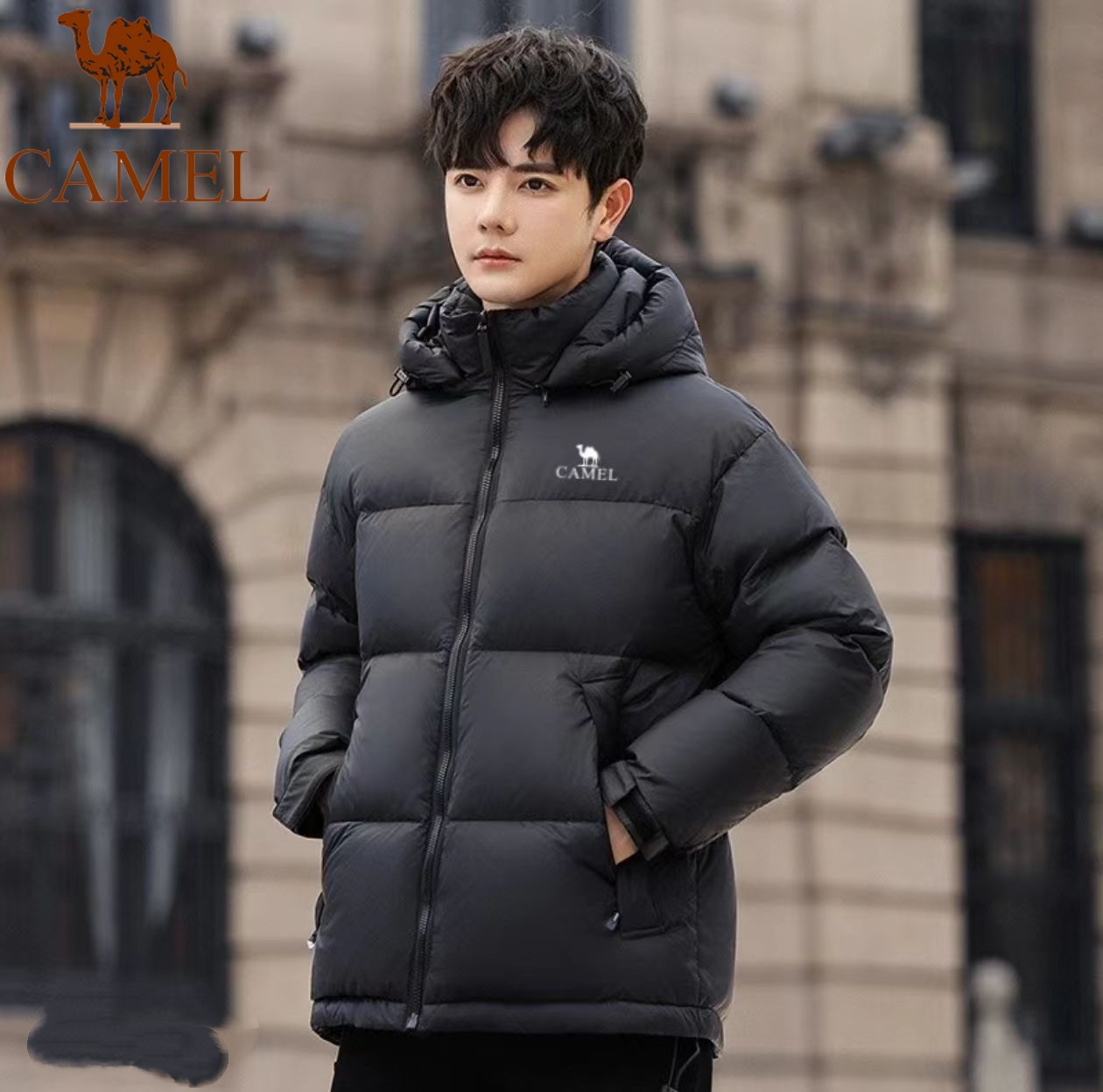 骆驼1996羽绒服男女冬季男女外套休闲连帽90羽绒服极寒加厚保暖