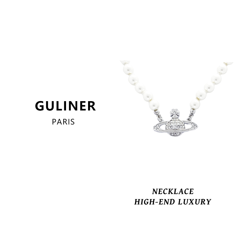 铜合金项链  GL 珍珠星球项链银色高定轻奢设计师款 1210