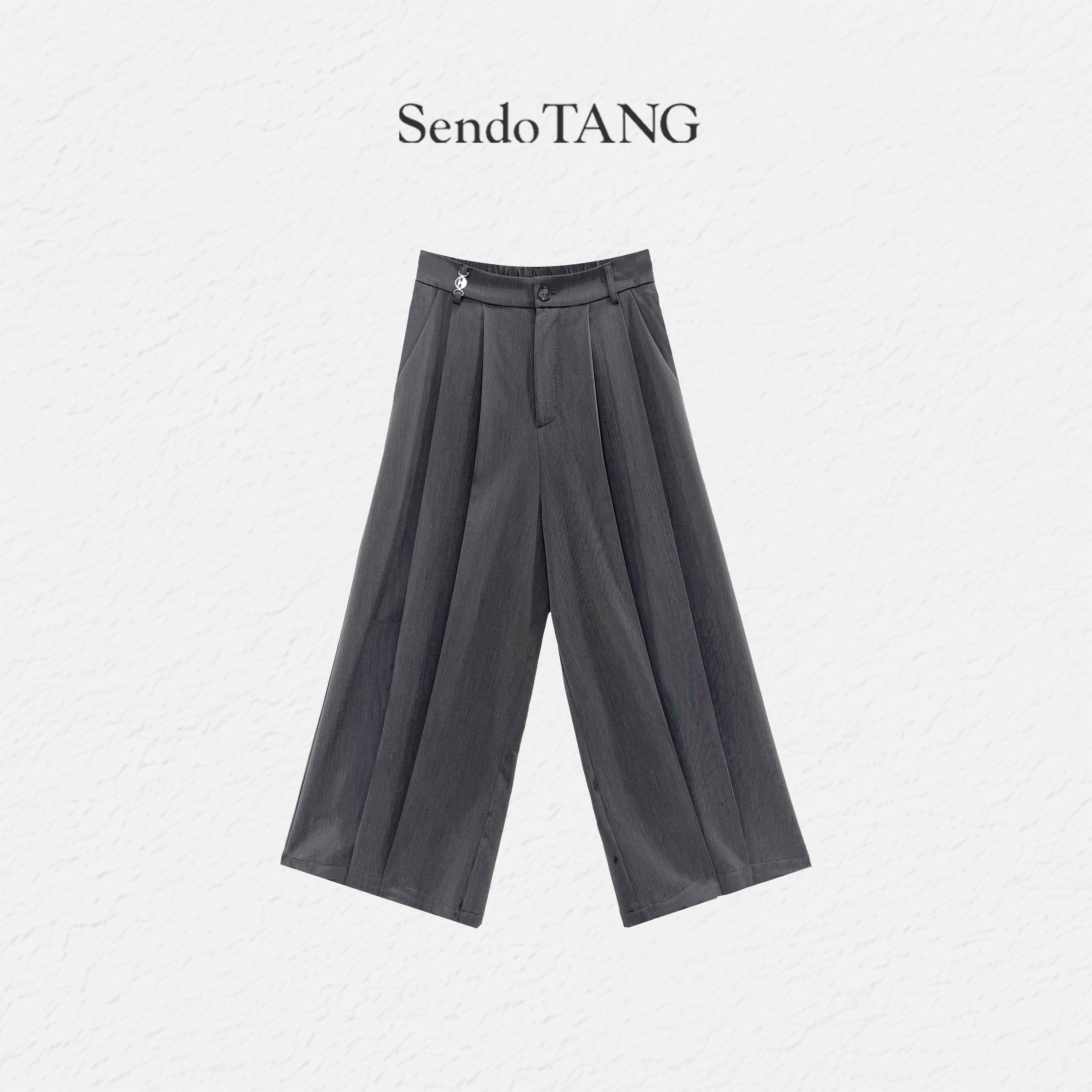 复古高腰阔腿休闲裤胖多女装新款高级感百搭通勤长裤【素色漫歌】