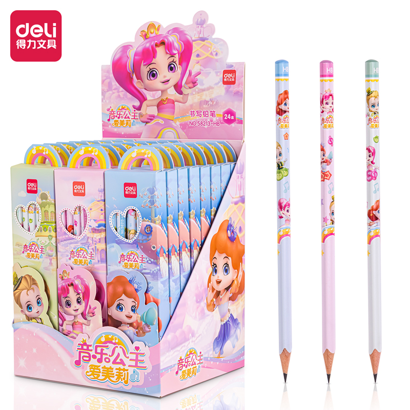 得力58213-HB音乐公主彩盒装HB铅笔(混)(12支/盒)