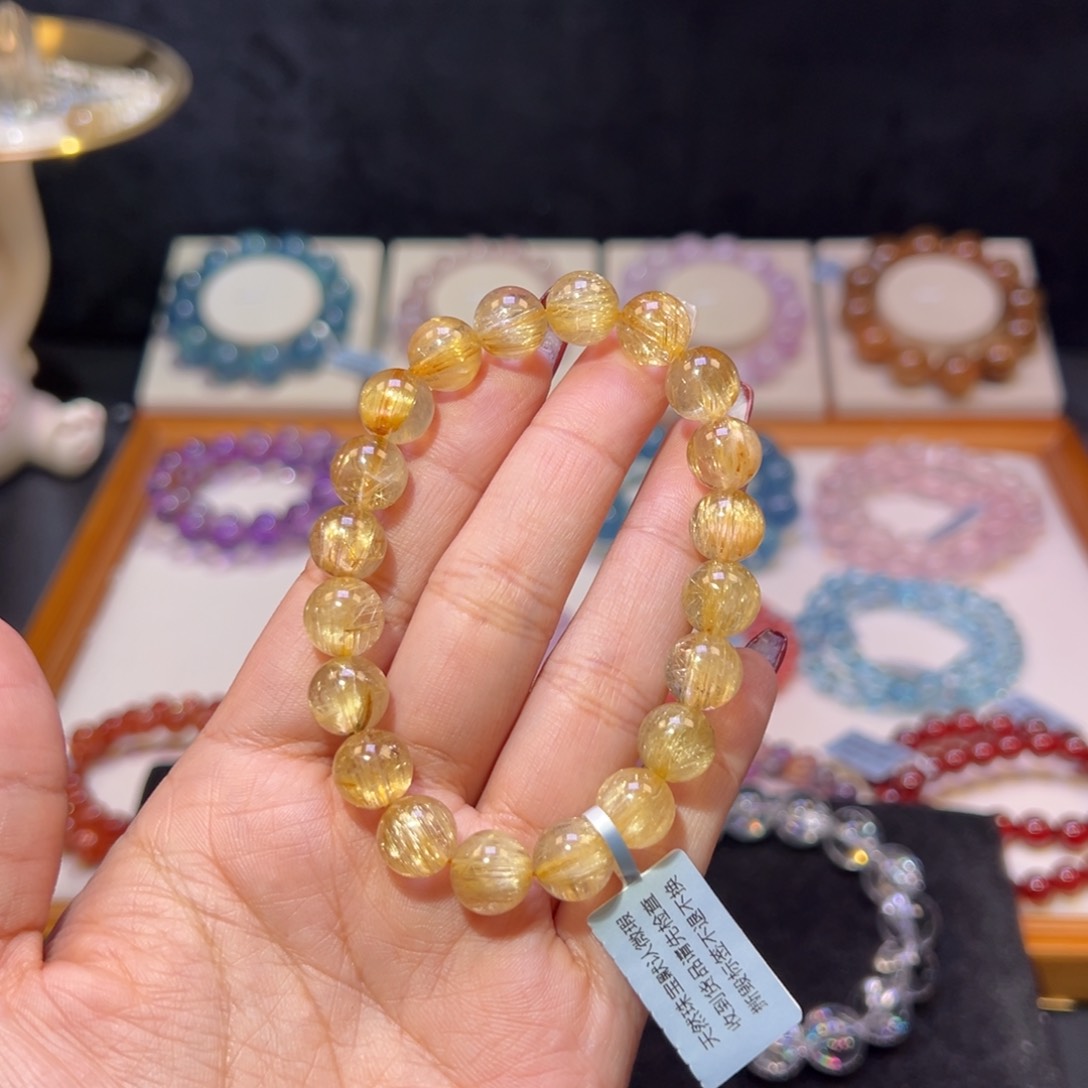 水晶手串未镶嵌N****a金发晶10.2m m