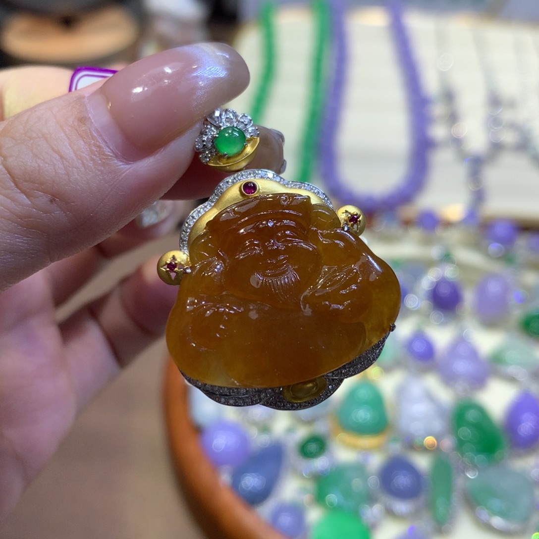 陌***～翡翠18K金镶嵌颈饰