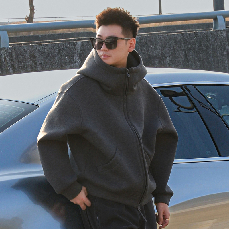 曼巴棉液氨重磅加绒加厚卫衣纯色男女同款休闲连帽上衣