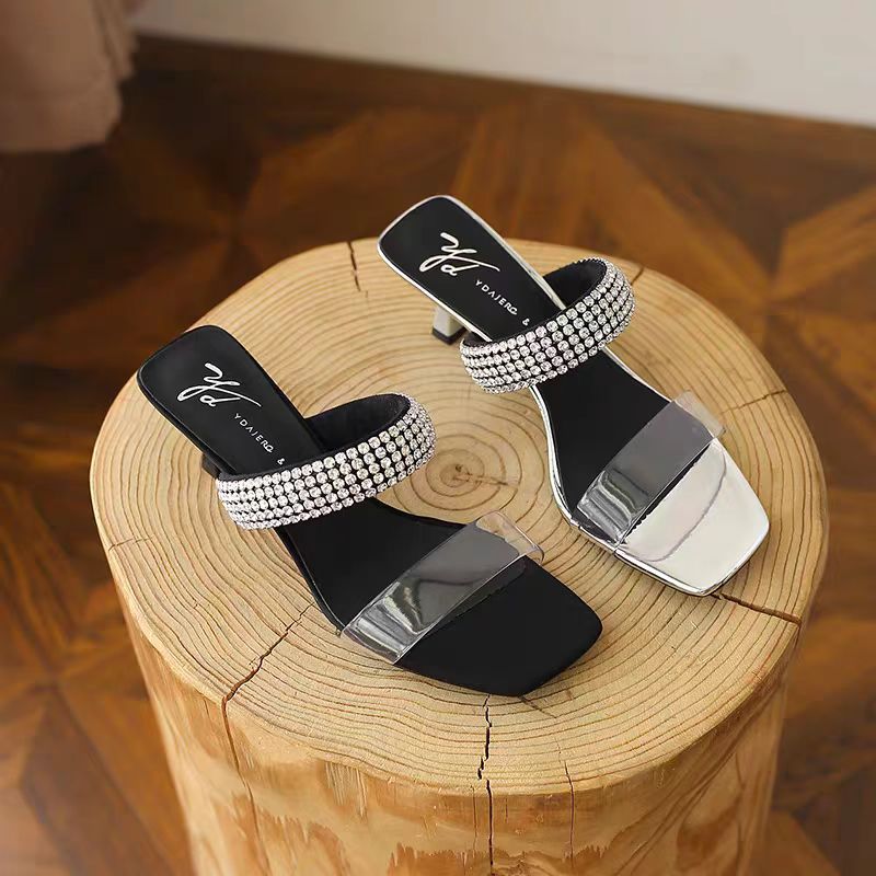 一代佳人气质凉拖鞋女夏季新款水钻高跟鞋名媛真皮外穿297189