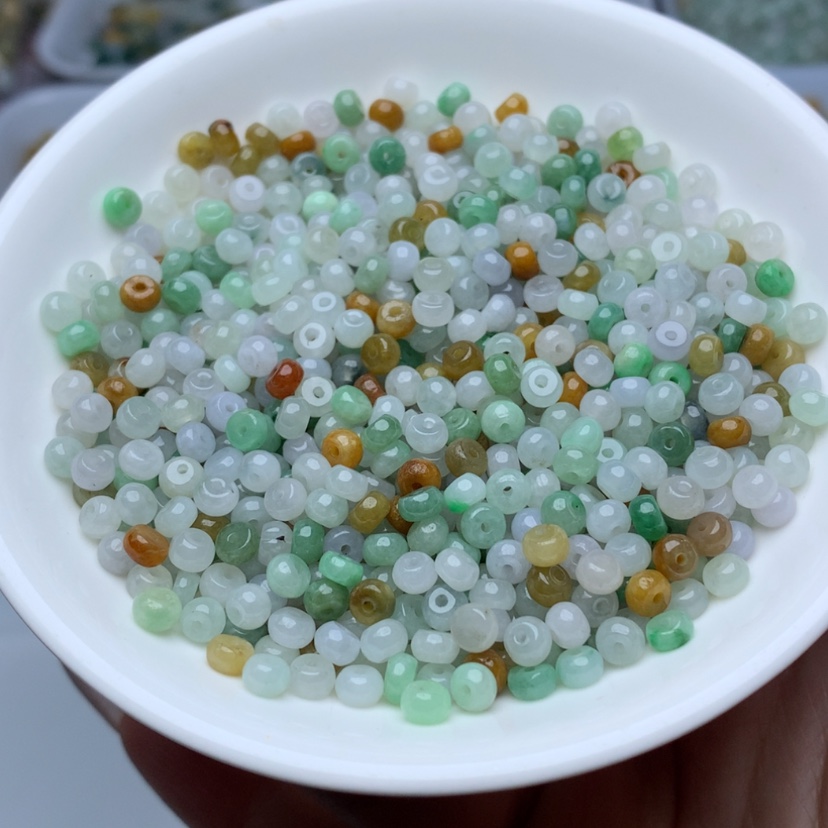 【闪购商品】翡翠手链未镶嵌卡3乘4.5冰三彩算盘60颗