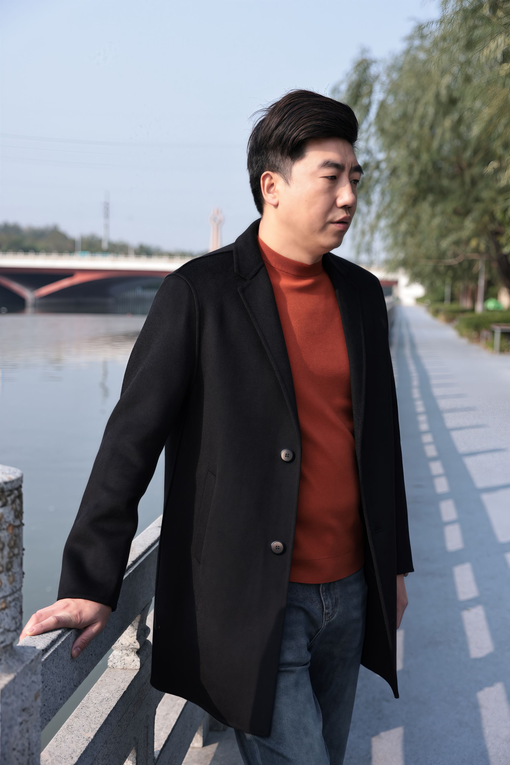 时尚秋冬百搭休闲保暖羊毛大衣男装