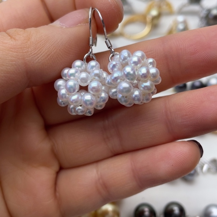 淡水珍珠耳饰银S925镶嵌