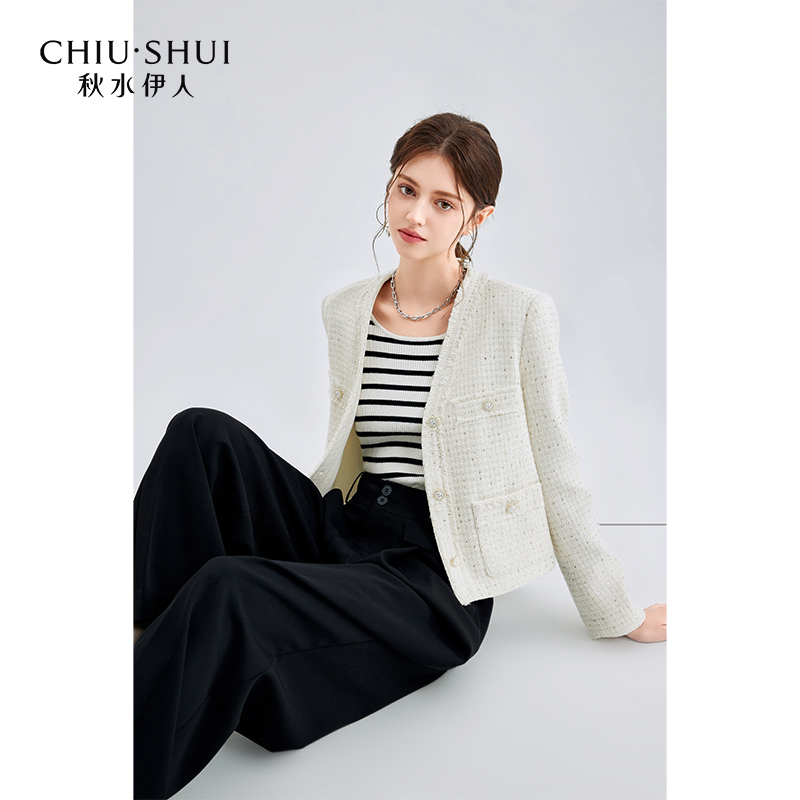 【直播优选】秋水伊人正肩外套女装百搭上衣624111A073181