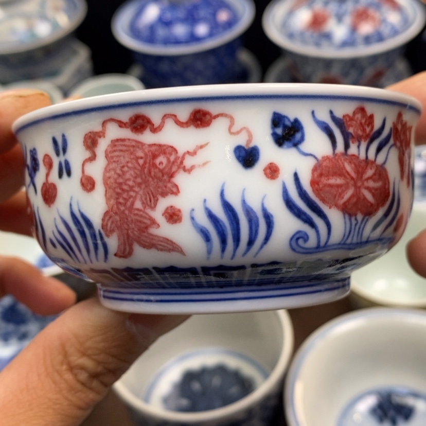 【闪购商品】景德镇青花釉里红主人杯