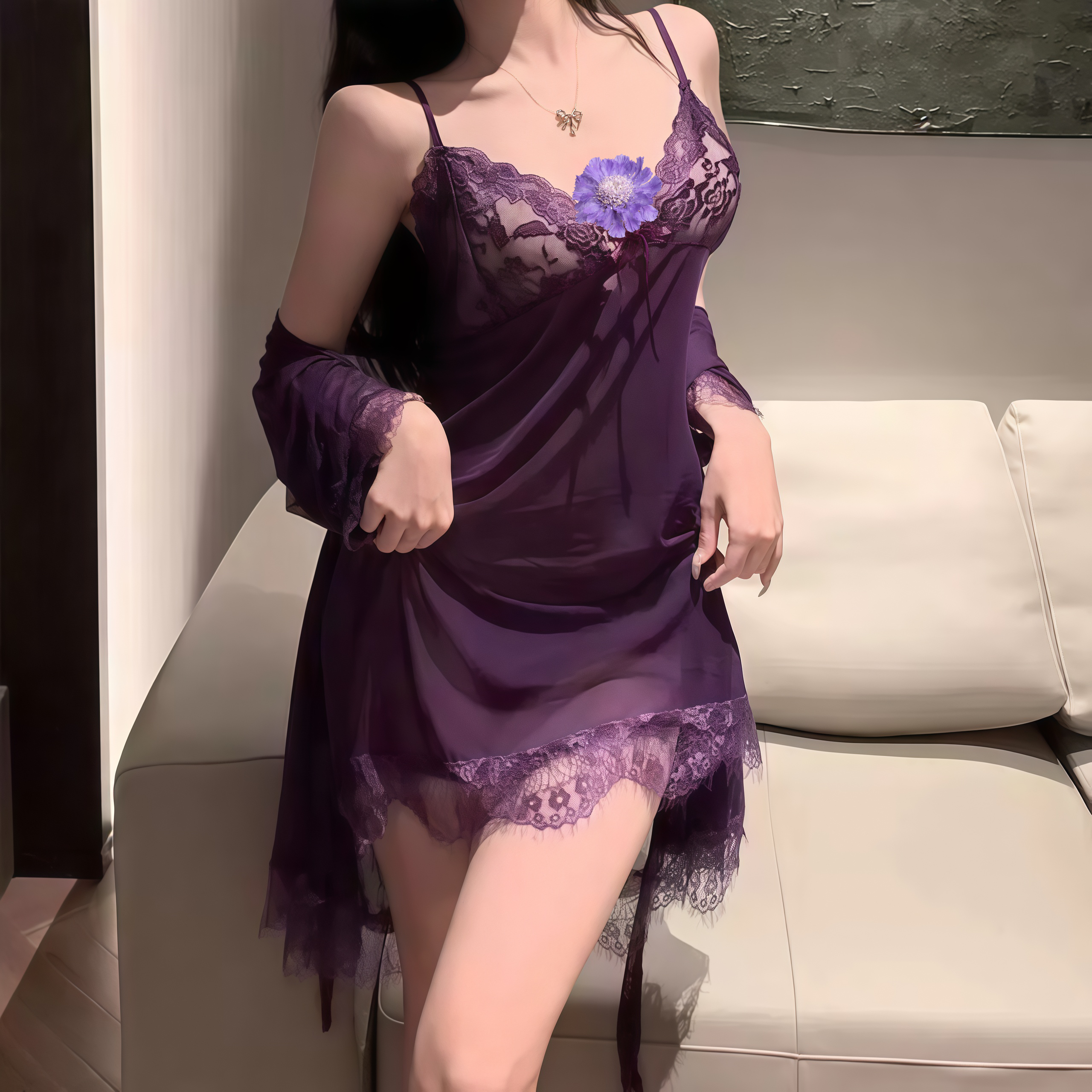 四件套80-200斤性感夏季薄款宫廷蕾丝大码露背网红女士纯欲风睡衣