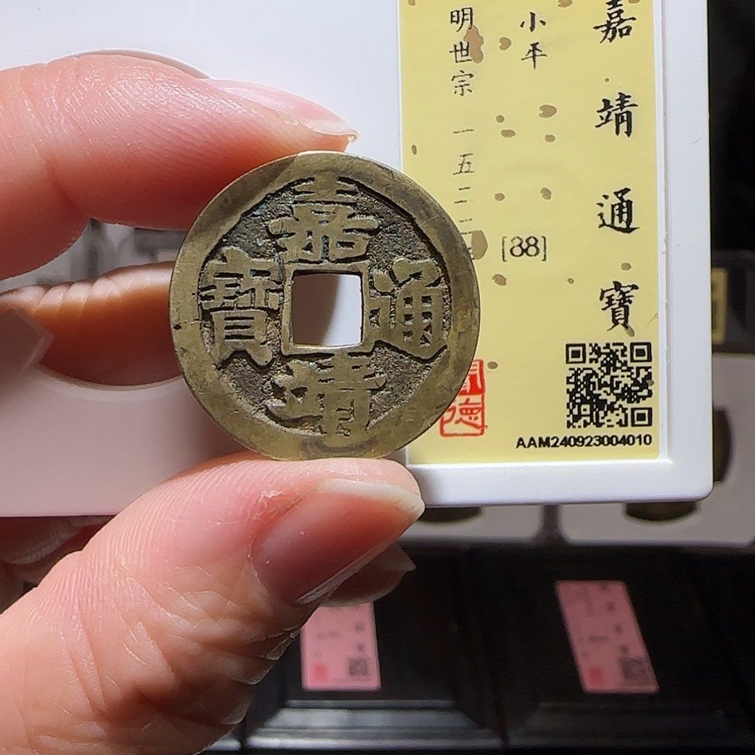 铜GY嘉靖通宝肥字闻德88分4010