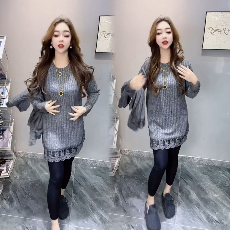 韩版打底衫秋冬爆款时尚洋气减龄显瘦网红长袖百搭女宽松灰色上衣