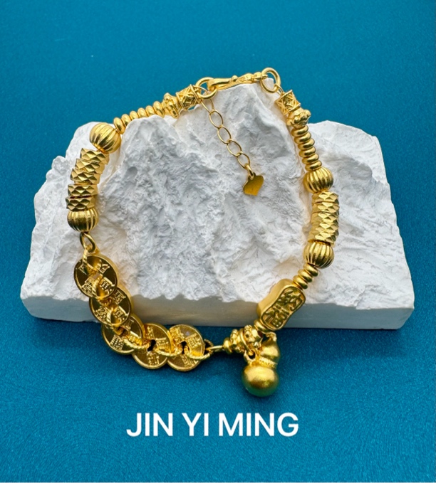 足银手链 JIN YI MING 足银999五帝币福禄盘缠复古