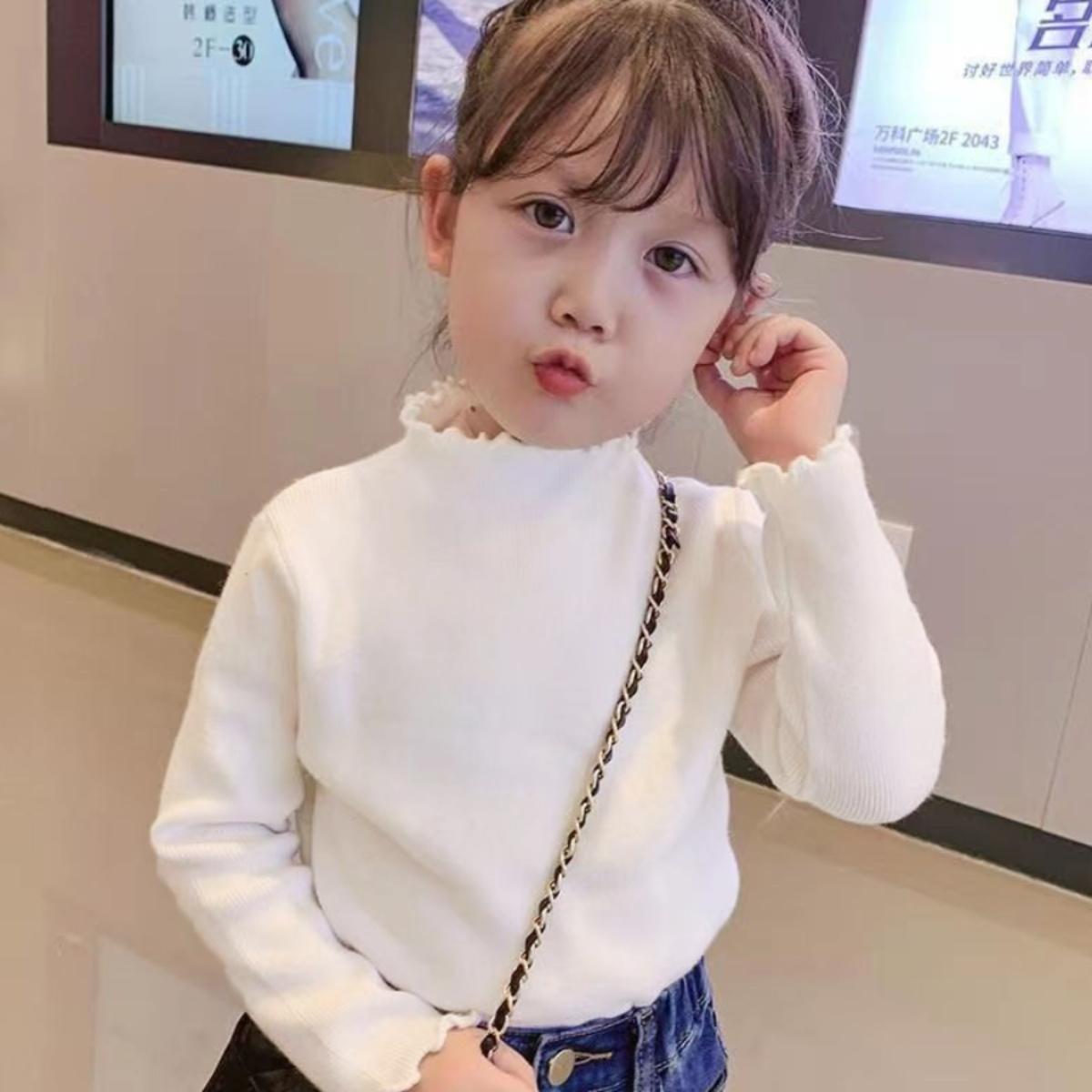 2025新款儿童德绒打底衫秋冬薄款洋气女童长袖t恤宝宝半高领上衣