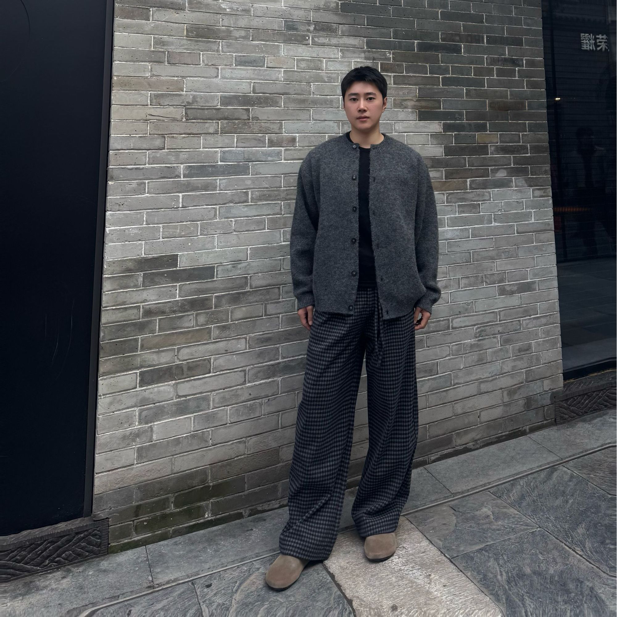 DDXD/男士呢绒条纹阔腿裤休闲保暖时尚百搭宽松长裤