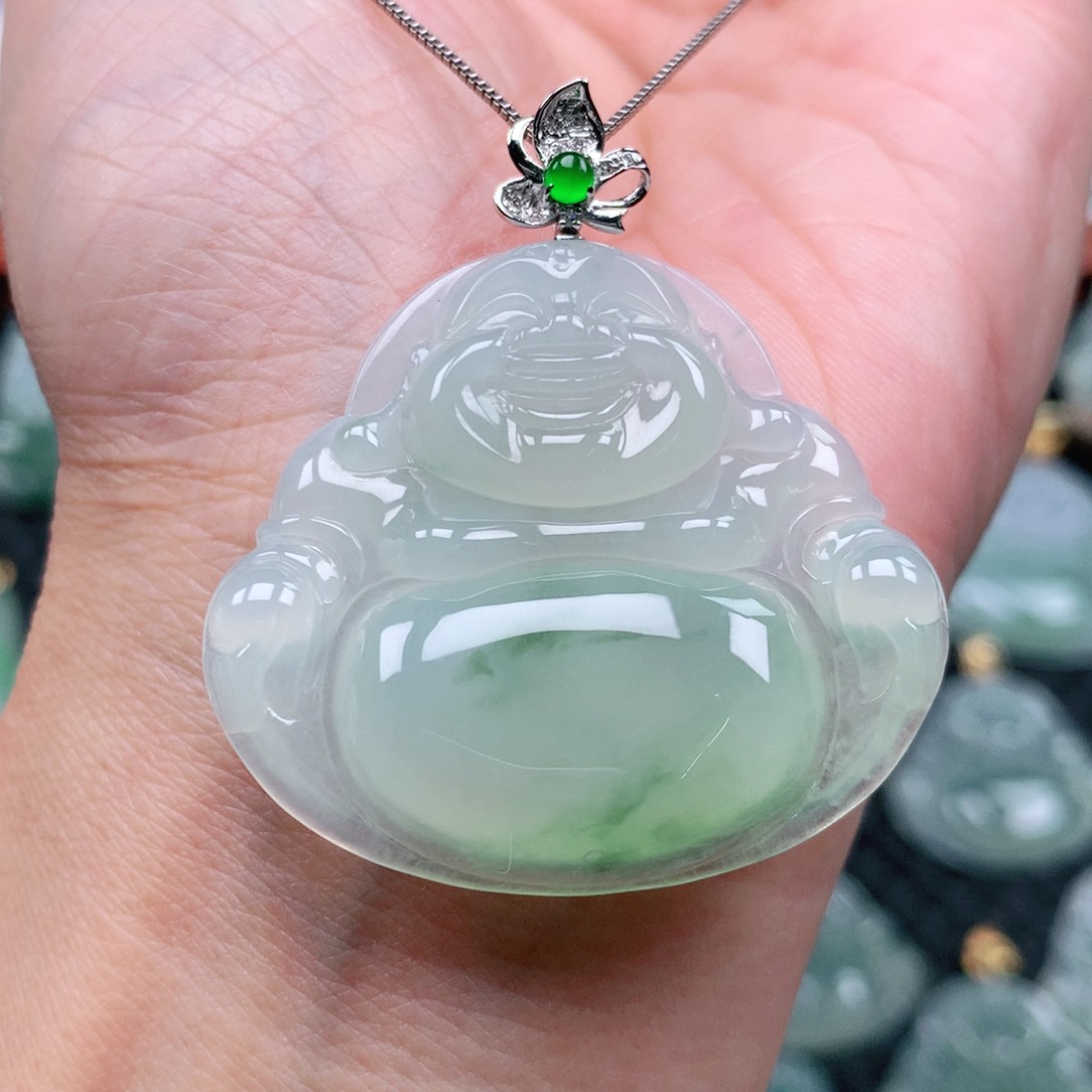 翡翠吊坠(不含链)18K金镶嵌