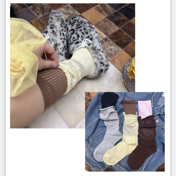 法式薄款常规拼接日式条纹纯色镂空夏季少女风中筒袜