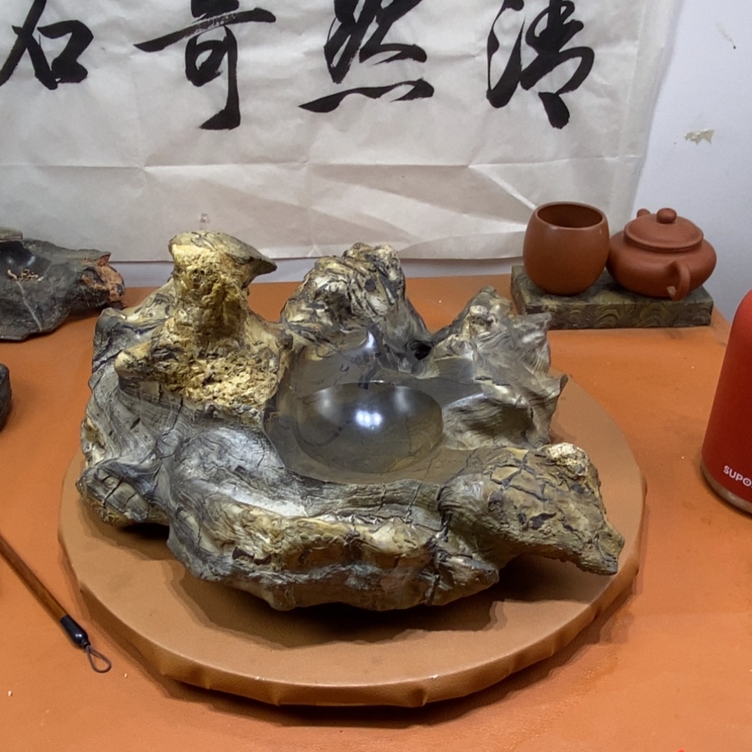道***6灵璧石烟灰缸笔洗砚台