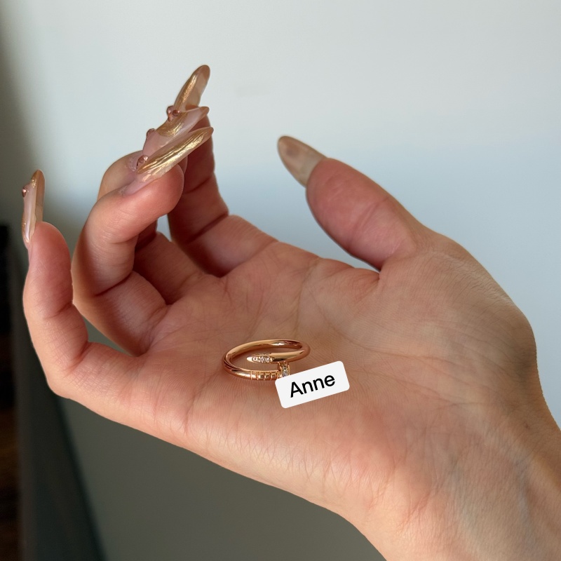 铜合金戒指 新颖玫瑰金色镶锆钉子时尚戒指【J206】