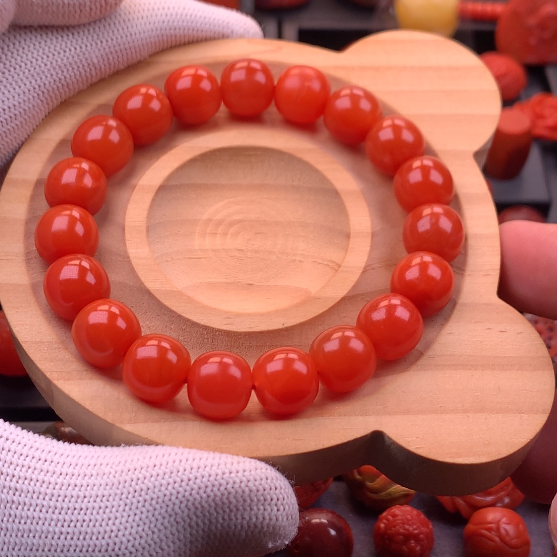 南红玛瑙未镶嵌保山杨柳料樱桃红老型单圈11.2mm